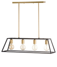 Black And Brass Four Bulb Framed Light - H20297