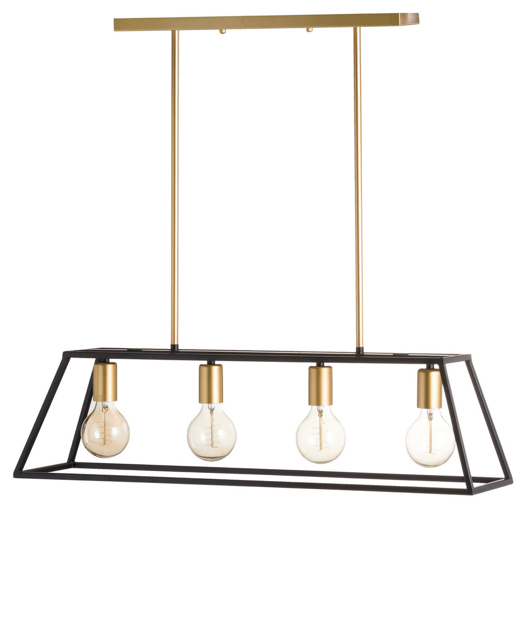 Black And Brass Four Bulb Framed Light - H20297