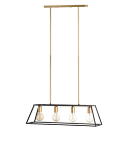 Black And Brass Four Bulb Framed Light - H20297